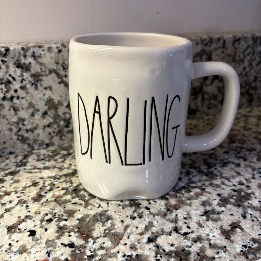 Rae Dunn White and Black Ceramic Mug Darling